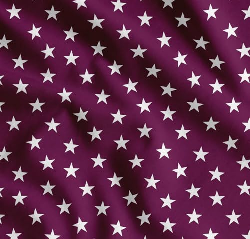 Image of Soimoi Pink Cotton Cambric Fabric Stars Star Printed Fabric 1 Meter 58 Inch Wide