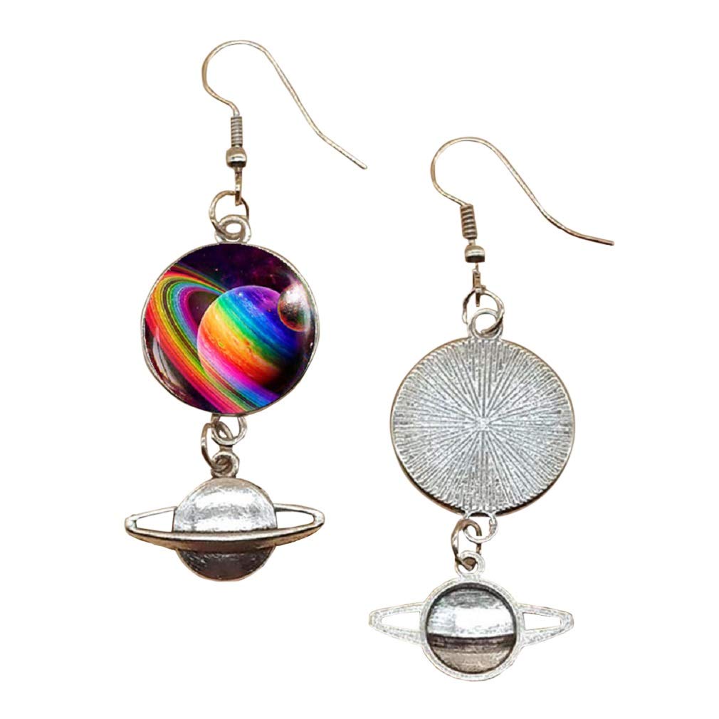 Galaxy Nebula Saturn Glass Dome Hook Earrings