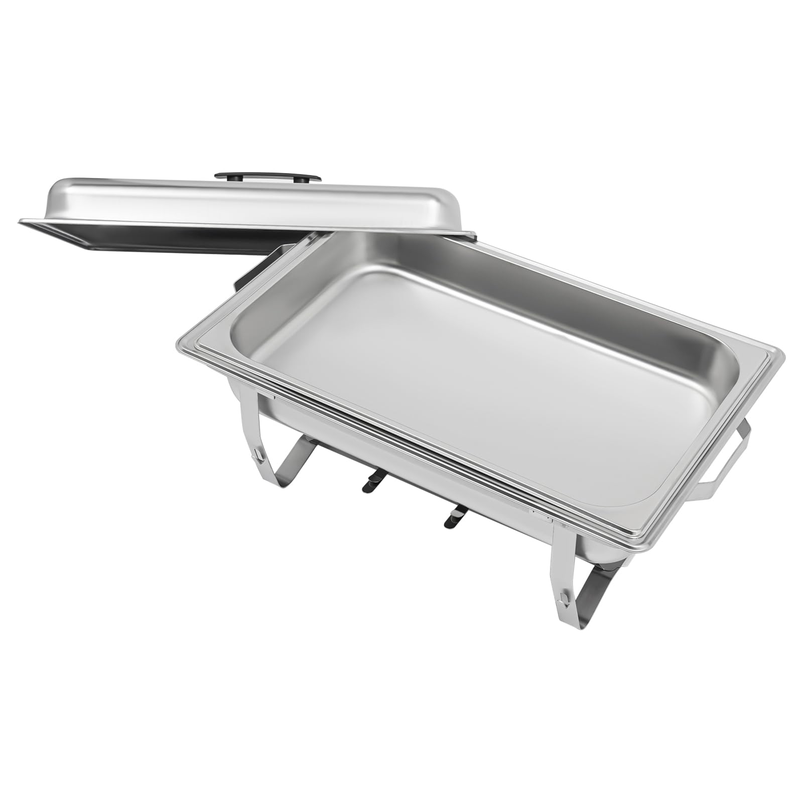 Edelstahl Chafing Dish Set, Warmhaltebehälter Rechteck Speisewärmer, Wärmebehälter mit Griffe und Deckel, für Buffet Catering, Partys, Bankett, Silber, 60 x 34.5 x 30 cm (Einziges Fach (7L))