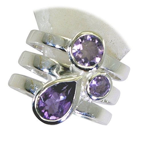 Améthyste naturelle véritable bague argent 925 mixte homme femme