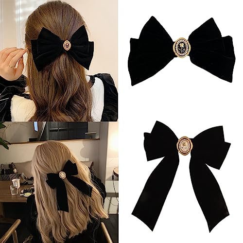 Pinzas de Pelo Moño de Terciopelo Negro 2 Piezas