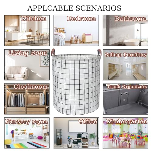 Image of Waterproof Laundry Hamper Collapsible Laundry Basket Leather Handle Laundry Bag Large Clothes Storage Toy Organization for Bathroom Bedroom Laundryroom College Dorms (Laundry Basket-003)