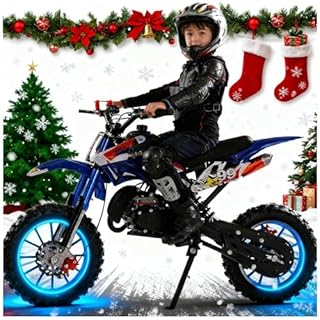 Zucebos 50cc Kids Dirt Bike,Mini Bike Gas Powered 2-Stroke Off Road Dirtbike with Dual Disc Brakes Shock Absorbing Soft Seat Cushion,Pocket Motocross Motorcycle for Kids 5-14 Speeds Up to 40 MPH