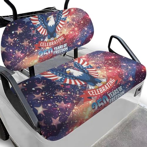 Darisoco 250 Anniversary Usa Golf Cart Seat Covers Waterproof &Amp; Uv-Resistant Seat Protector Golf Cart Accessories For 2-Person Seats Club Car