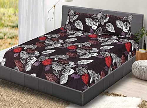 ZCI Bedsheet for Double Bed_ Cotton King Size 200 TC (Multicolour_Set of 1 Double Bed Sheet with 2 Pillow Covers (color-7)