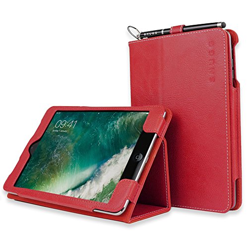 Snugg iPad Mini 1 (2012) / 2 (2013) / 3 (2014) Leather Case, Flip Stand Cover - Red