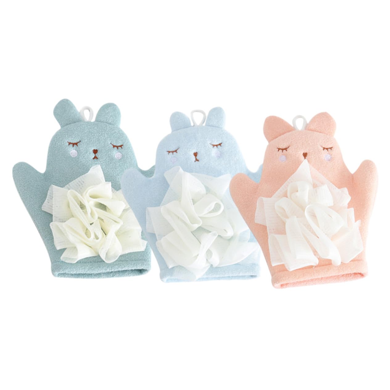 3 Pezzi Guanto Esfoliante Da Bagno Con Anello Per Appendere, Guanto Doppia Faccia Per Pulizia Profonda Del Corpo, Per Doccia Quotidiano (rosa+blu+verde)