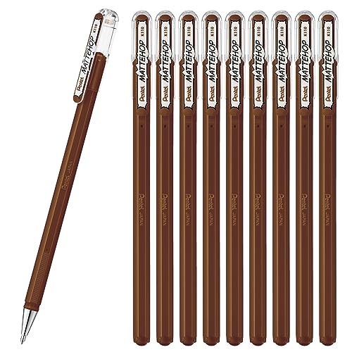 Pentel Color Ballpoint Pen, Matte Hop, Brown, 10 Pens K110-VE
