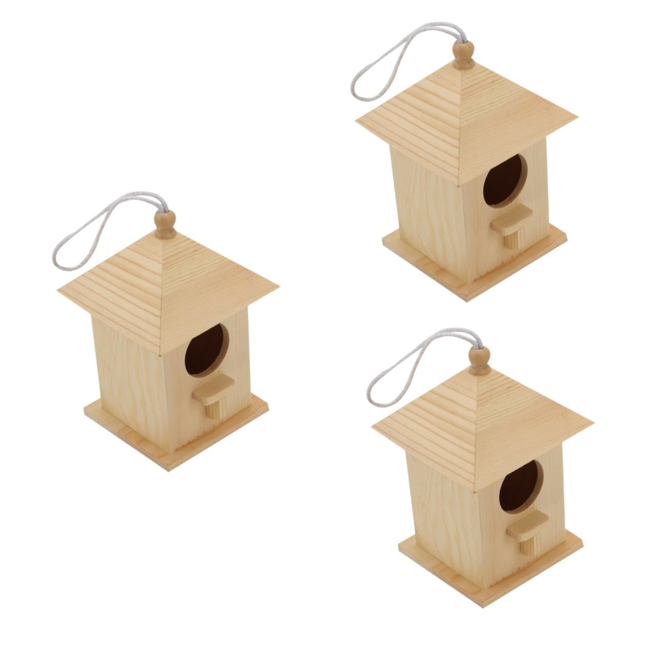BESPORTBLE 3stücke Vogelhaus Für Kleine Vögel Bequemer Lebensraum Für Kanarienvögel Papageien Co Für Garten Und Außenbereich Natürliche Holzoptik Robust Und Einladend