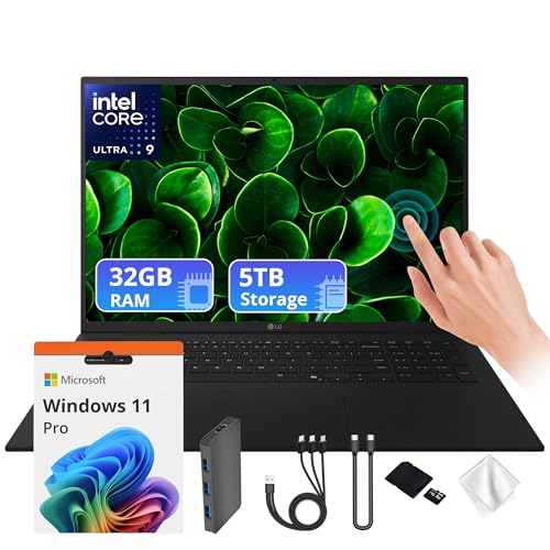 Image of LG Gram 17 inch Copilot+ PC Laptop for Business,3.22 lbs Ultra Lightweight,Long Battery,32GB RAM, 5TB Storage(4TB SSD+1TB Dock), WQXGA Touchscreen, Intel Ultra 9,Wi-Fi 7,Win11 pro, Black