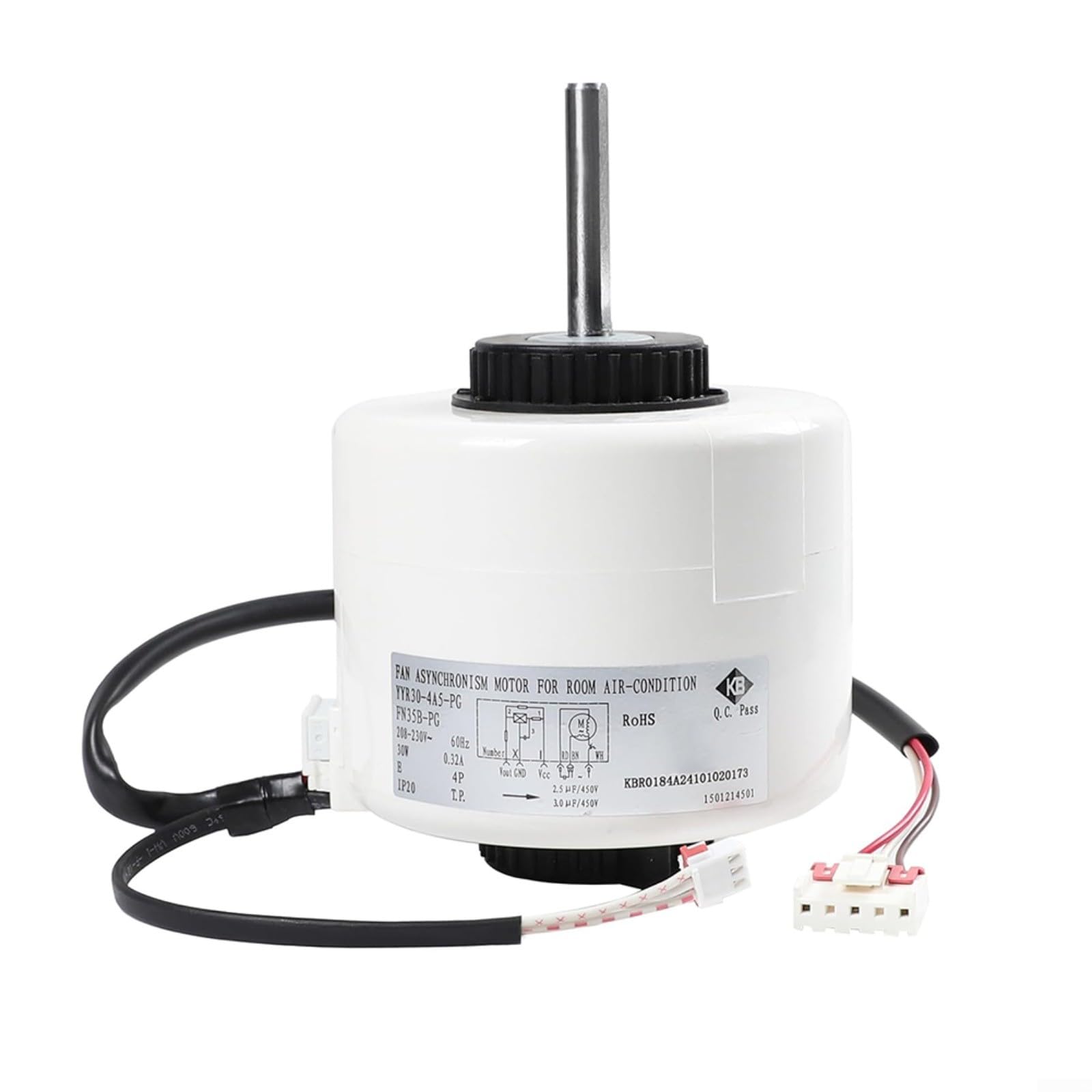 Motor de ventilador interior de CA de 6 cables FN35B-PG YYR30-4A5-PG para Y4S476E002G, 30W 208-230V 60Hz Motor de aire acondicionado de rodamiento de bolas de bajo ruido
