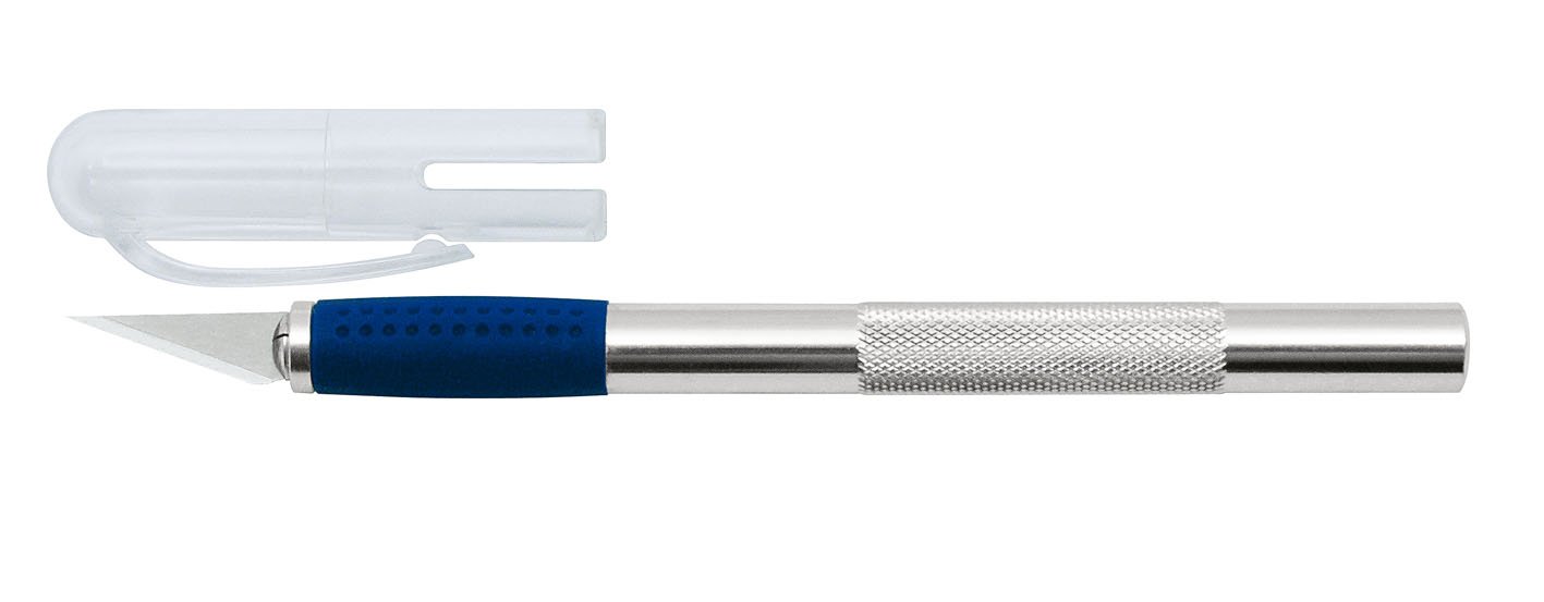 Wedo 78621 skalpel i ostrza zapasowe (z aluminium), srebrne