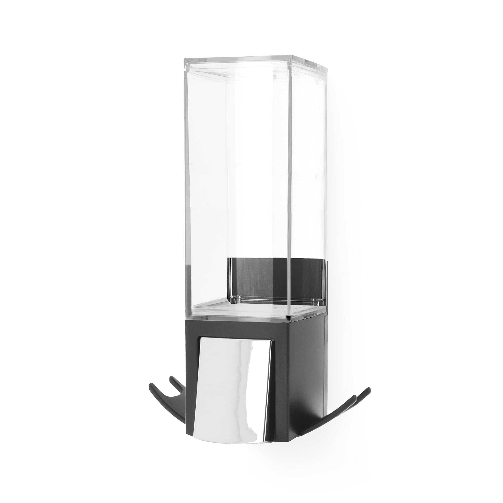 Compactor Pojedynczy dozownik pompy mydła, bez wiercenia, pojemność 500 ml z 2 haczykami do przechowywania, 12,1 x 12,1 x 20,6 cm, trwały ABS, czarny/chrom