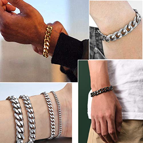 PROSTEEL 316L Stainless Steel Cuban Link Bracelets for Men, Gold/Black/Silver Tone, Hypoallergenic Jewelry, 7.5"/8.26", Come with Box3
