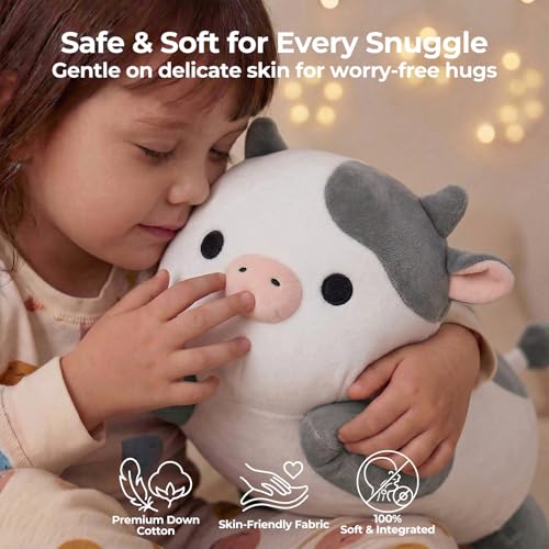 Image of Mewaii Cute Cow Plush Pillow, Kawaii Plushies White Cow Stuffed Animals, Squishy Plushies, Cuddle Plush Pillow for Kids & Girls (13 Inch)