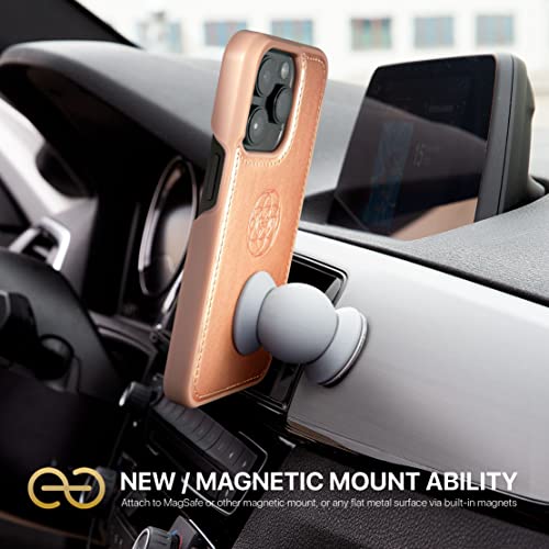 Image of dreem Fibonacci Compatible with iPhone 14 Pro Wallet case / 2-in-1 Shockproof case and Detachable Vegan Leather Folio, MagSafe Compatible, RFID Protection [Rose]