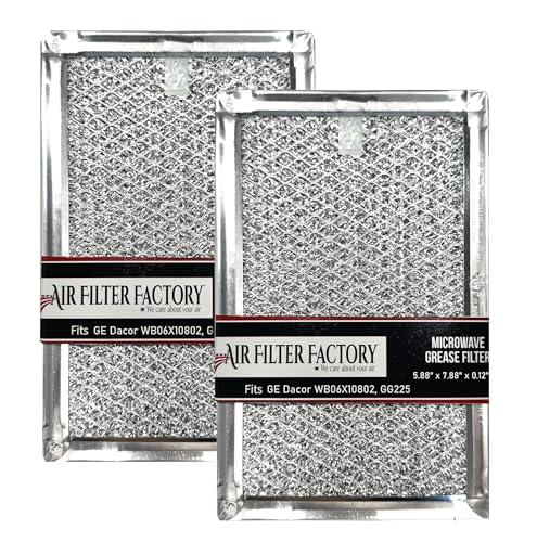 Air Filter Factory Replacement For WB06X10802, GG225 GE Dacor 5.88 x 7.88 x 0.09 Inches Microwave Oven Aluminum Mesh Grease 12-Layer Vent Filter 2-Pack