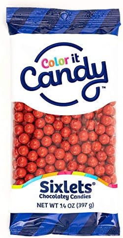 Color It Candy Red Sixlets 14 Oz Peg Bag - Perfect For Table Centerpieces, Weddings, Birthdays, Candy Buffets, & Party Favors.