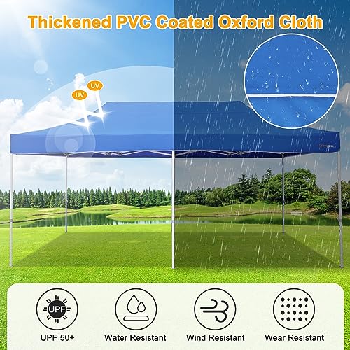 Image of HOTEEL 10x20 Heavy Duty Pop Up Canopy Tent Outdoor Canopy Tent for Parties, Commercial Instant Waterproof Wedding Event Gazebos with Roller Bag, UV 50+Portable Shelter, Thick Hexagonal Legs, Blue