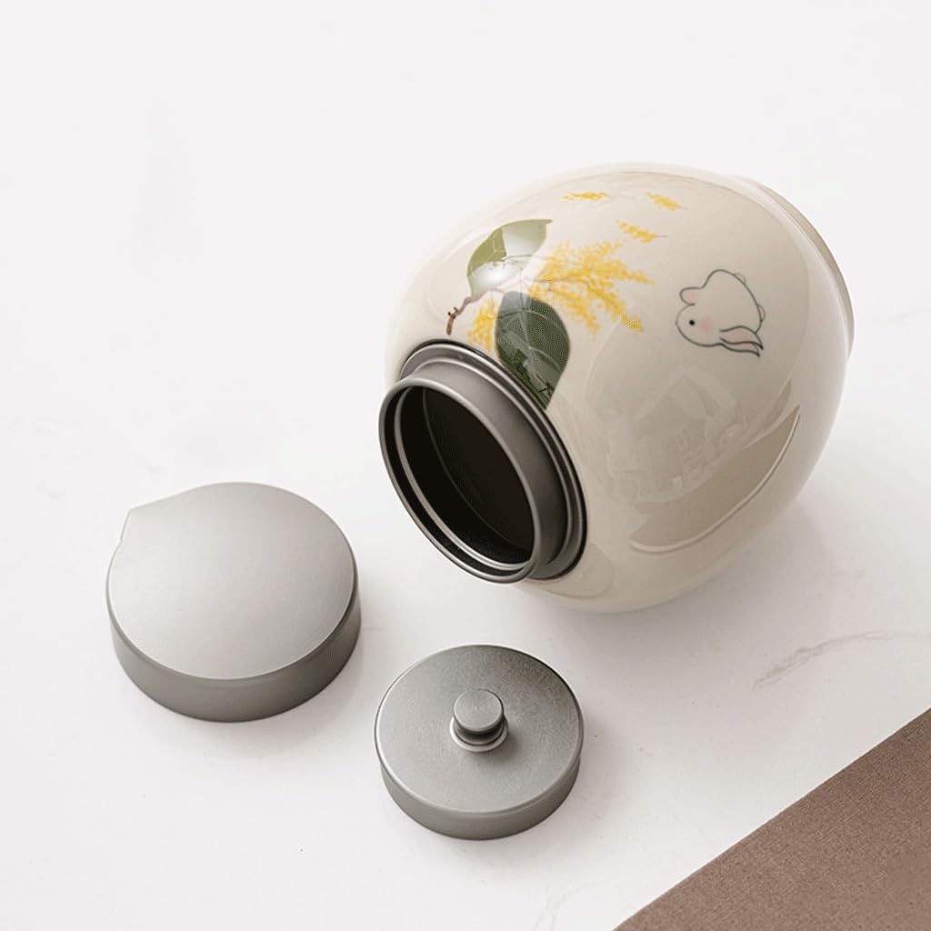 Pojemnik na herbatę Ceramiczny popiół z trawy Puszki na herbatę Zamknięte puszkikąski gospodarstwa domowego Orzechy Pojemnik do przechowywania Szczelnie zamykana puszka na herbatę z pokrywką