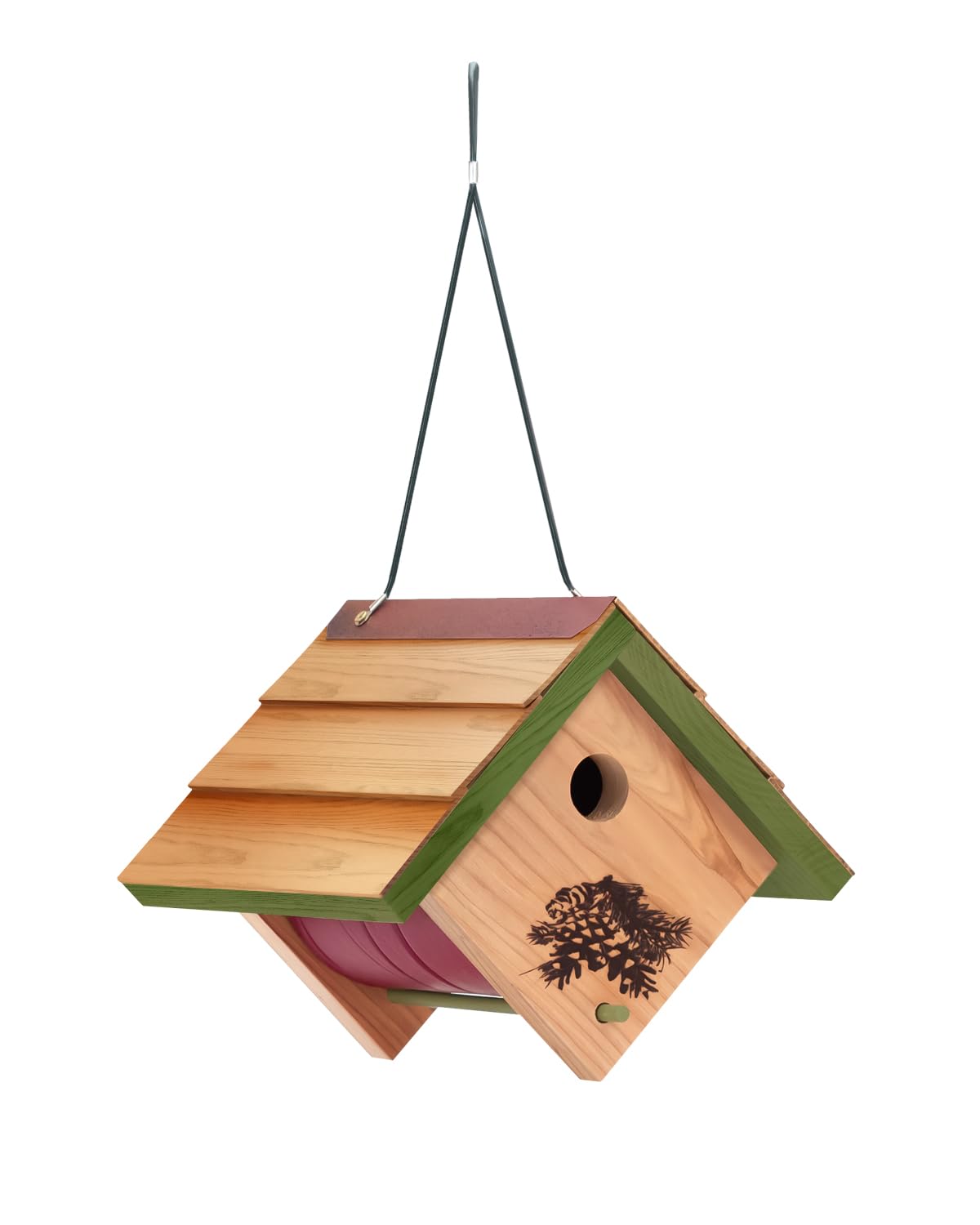CEDAR ALPHA Shingle Wren House for Hanging, Metal Protected Roof, Heavy Duty Wood Material, Just The Best Wren House