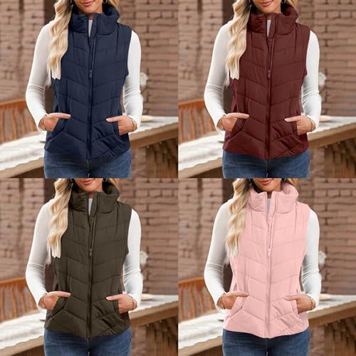 RJDJ Holdretain Puffer Vest Women Sleeveless Zip Up Outerwear, Cozy Lightweight Stand Collar Quilted Vest Jacket4