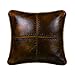 Paseo Road Brighton Western Decorative Throw Pillow, 18x18 inch, Rustic Cabin Lodge Decorative Pillow, Brown Faux Leather Stitched Pillow for Bed, Couch, Sofa