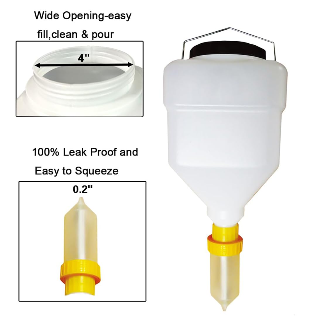 Bottiglie da spremere per condimenti, riutilizzabili, a prova di perdite, dispenser per salse in plastica, per senape e ketchup, rotonde, 4 x 3,5 l, ideali per ristoranti e uso domestico