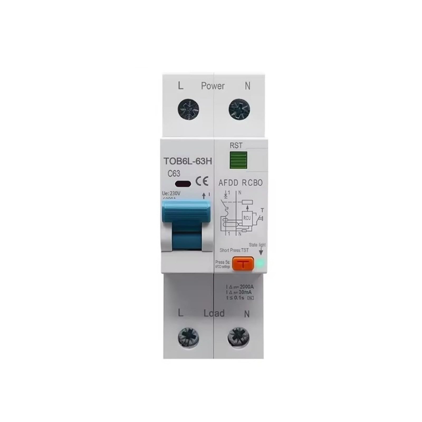 AFDD Wyłącznik typu AC z krzywą C AC230V 63A AFDD RCBO 1P+N