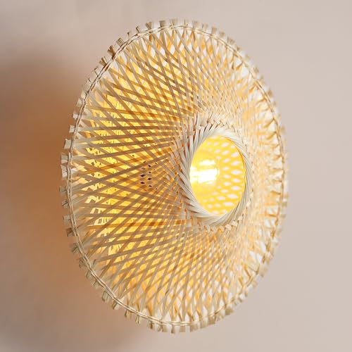 Image of Habere India-All the Cultures Fabricating India Wall Decor Lights | Night Lamp for Bedroom | Lamps for Living Room | Bamboo Wall Lamp - Round (M: 42 * 42 * 14 cm)