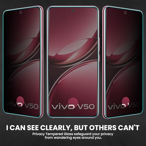 Image of ArmourPro UV Privacy Tempered Glass Screen Protector for Vivo V50 and Vivo V50e (6.77 Inch, Pack of 1) Edge to Edge Full Screen Coverage | Anti-Spy, Anti-Peeping & 9H Hardness Glass