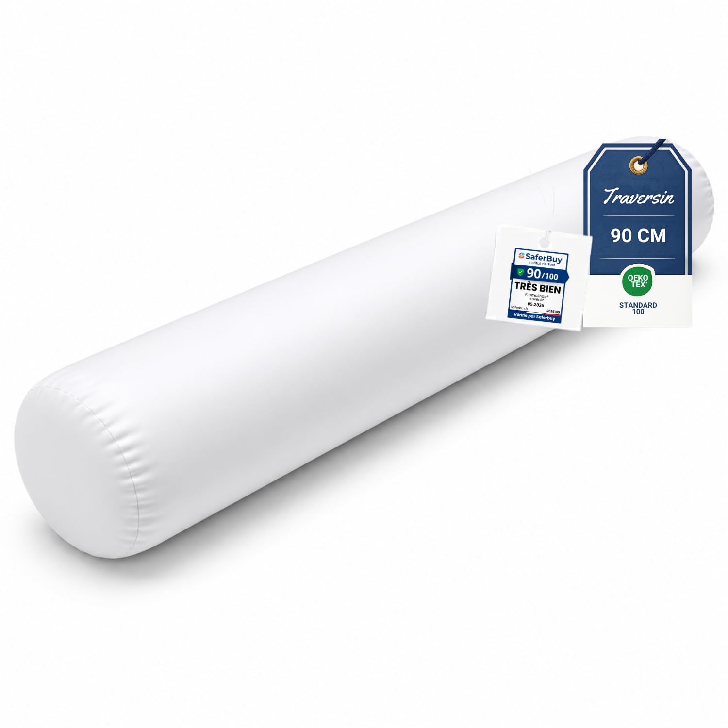 Promo Linge Soft Bolsters – White – High Quality Polonchon – Machine Washable – Oeko-TEX® Standard 100 (90 cm)