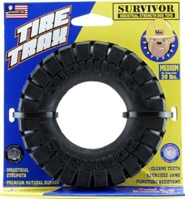 Dean & Tyler Favorite Dog Toy - "Survivor Tire Trax" Tough Natural Rubber - Black - 4.5" - 3- Great for Everyday Use for Small & Medium Dogs !!! Contact Us If You Would Like It in Bigger Size.