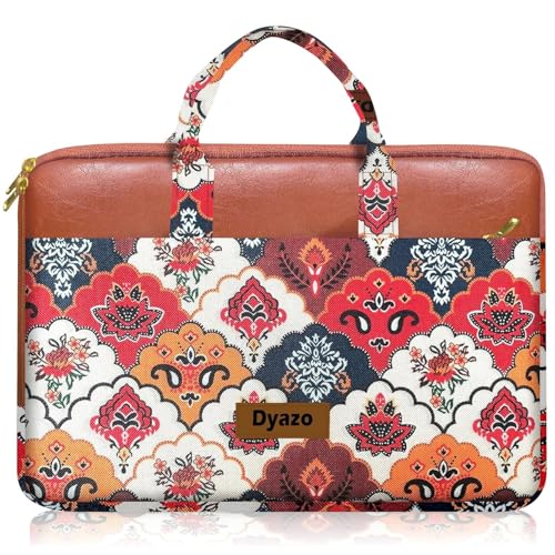 Image of Dyazo 15-15.6 Inch Stylish Laptop Sleeve | Handcrafted Jute & Vegan Leather Case with Zipper | Lightweight and Durable Laptop Bag for Work, College & Travel for Woman
