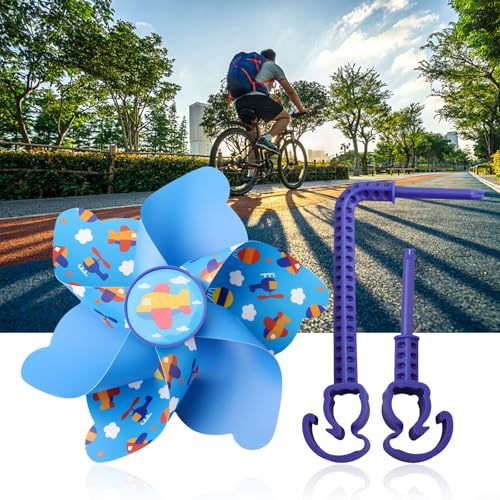 WIIYENA Molino de viento para manillar de bicicleta para niños con aspas de ventilador de PVC para scooter, triciclo o cochecito, decoración colorida (4)