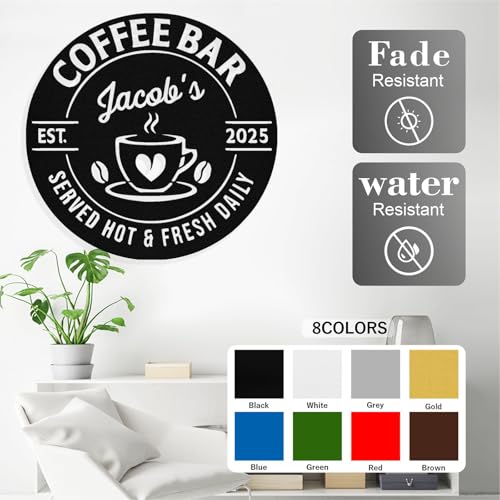 Image of Personalized Coffee Bar Metal Sign, Custom Coffee Signs, Custom Coffee Name Signs for Cafe Station, Coffee Wall Art Decor for Kitchen, Cafe Shop Decor, Cafe Lover Gift