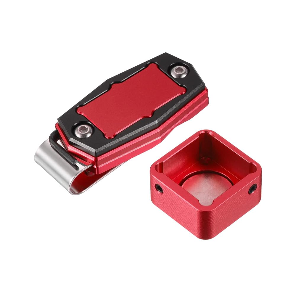 TopHomer Square Red Black, Round Mini Portable Magnetic Billiard Chalk Case, Fixed Clip Cue Chalk Box Holder, Suitable for Pool, Sports Enthusiasts