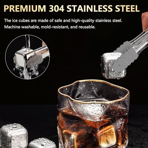 Cubos de hielo reutilizables de acero inoxidable GeeRic 8 unidades miniatura 3
