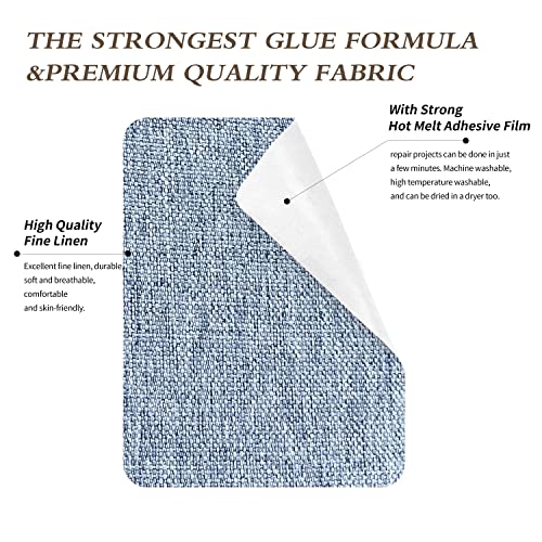 Image of King Mountain Premium Linen Fabric Iron-on Repair Patch, Inside&Outside, 3 inchx60 inch With Backing Glue, Decorative Kit (Blue Grey)