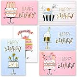 Handmade Birthday Cards, Happy Birthday Gift Cards, 3D Cake Gold Powder Flashing Dots, Printed...