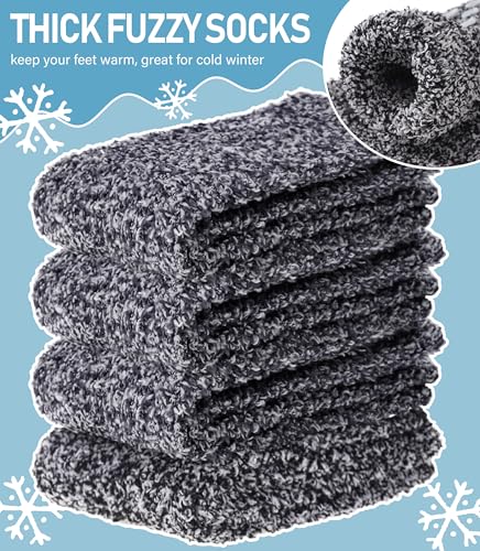 Image of Yebing Non Slip Hospital Socks for Women with Grips Fuzzy Cozy Anti Skid Slipper Socks Winter Warm Soft Fluffy Sleep Socks