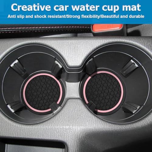 Juego 4 posavasos para auto antideslizante negro/rosa miniatura 4