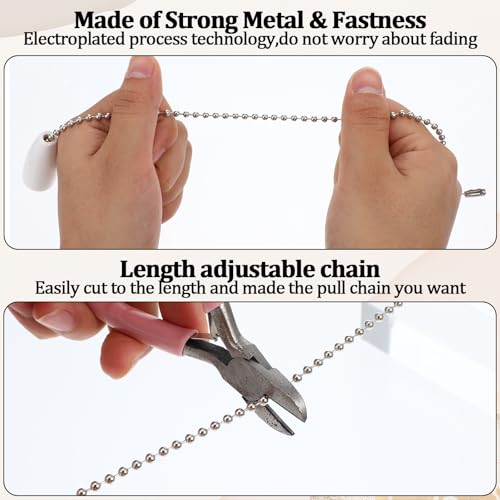 Image of 4PCS Ceiling Fan Pull Chain Extensions 12.6 Inch White Ceiling Fan Pull Chain Ornaments Fan Chains Extensions for Ceiling Fans Lighting Decor White