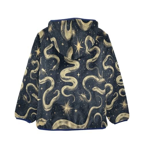 Cute Snakes and Stars Toddler Fleece Jacket Girl Boys Hooded Fleece Jacket Coat Warm Outwear Zip-up 3-10T2