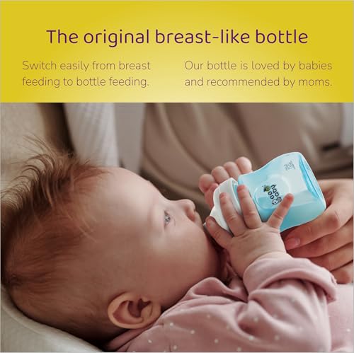 Image of BeeBaby Ease Wide Neck Colour Feeding Bottle 150 ml | BPA Free Easy Latching Baby Milk Bottle for Newborns & Infants | Soft Silicone Anti-Colic Nipple Medium Flow (4 Months +) |Blue, Pack of 2
