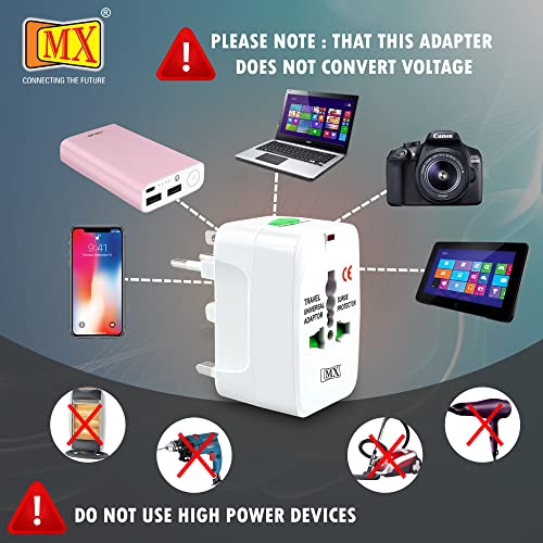 Image of MX Universal Travel Adapter Worldwide All Over 150 International Countries with LED & Child Safety Shutter-Universal Socket Compatible in UK Europe USA Australia China Japan & Thailand