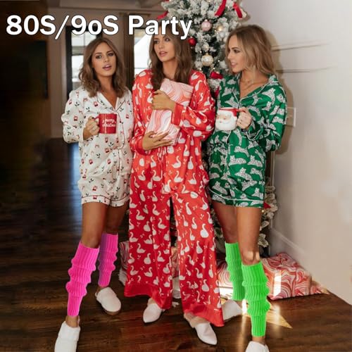 Image of Buauty Leg Warmers for Women 80s 90s Outfit Fashion Neon Ribbed Leg Socks Fashion Y2k Neon Accessories Sports Yoga (2 Pairs)