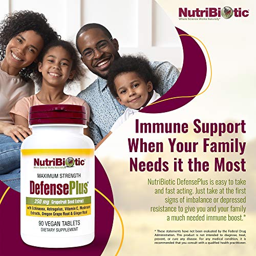 NutriBiotic – DefensePlus, 90 Tablets - 11 in 1 Immune Support with Vitamin C, Zinc, Grapefruit Seed Extract, Echinacea, Astragalus Root & Immune Boosting Extracts & Mushrooms - Vegan & Gluten Free - Image 5