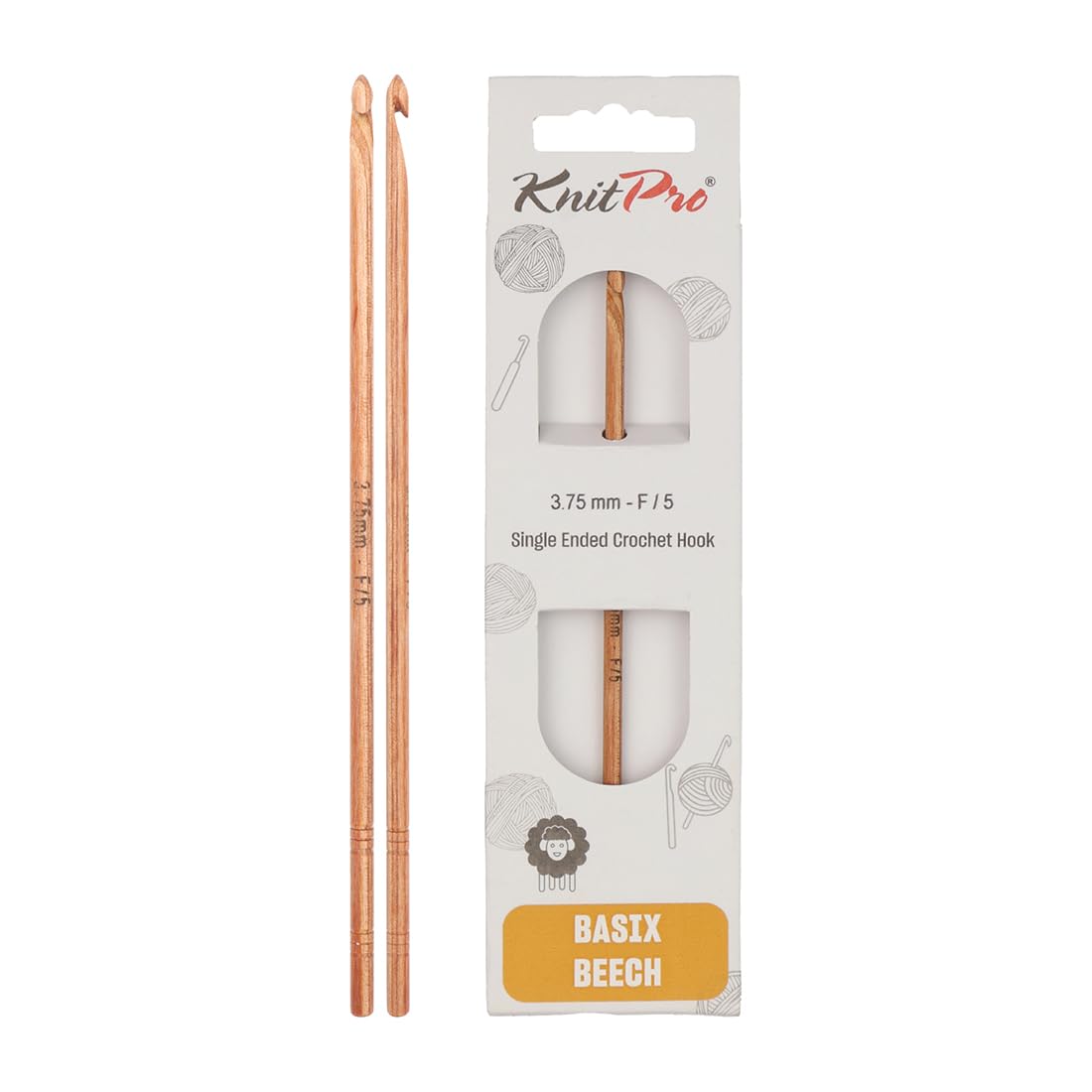 KnitPro Basix Beech Single Ended Crochet Hook | 3.75mm