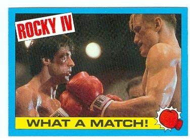 Sylvester Stallone and Dolph Lundgren trading card Rocky IV 1985 #55 Rocky Balboa and Ivan Drago